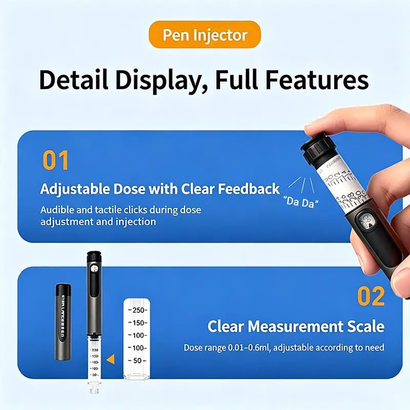 3ML Wiederverwendbarer Tragbarer Automatischer Insulin-Injektionspen Einfach zu Bedienender Diabetes-Selbstpflege-Pen für Zuhause und Büro – Detail 4