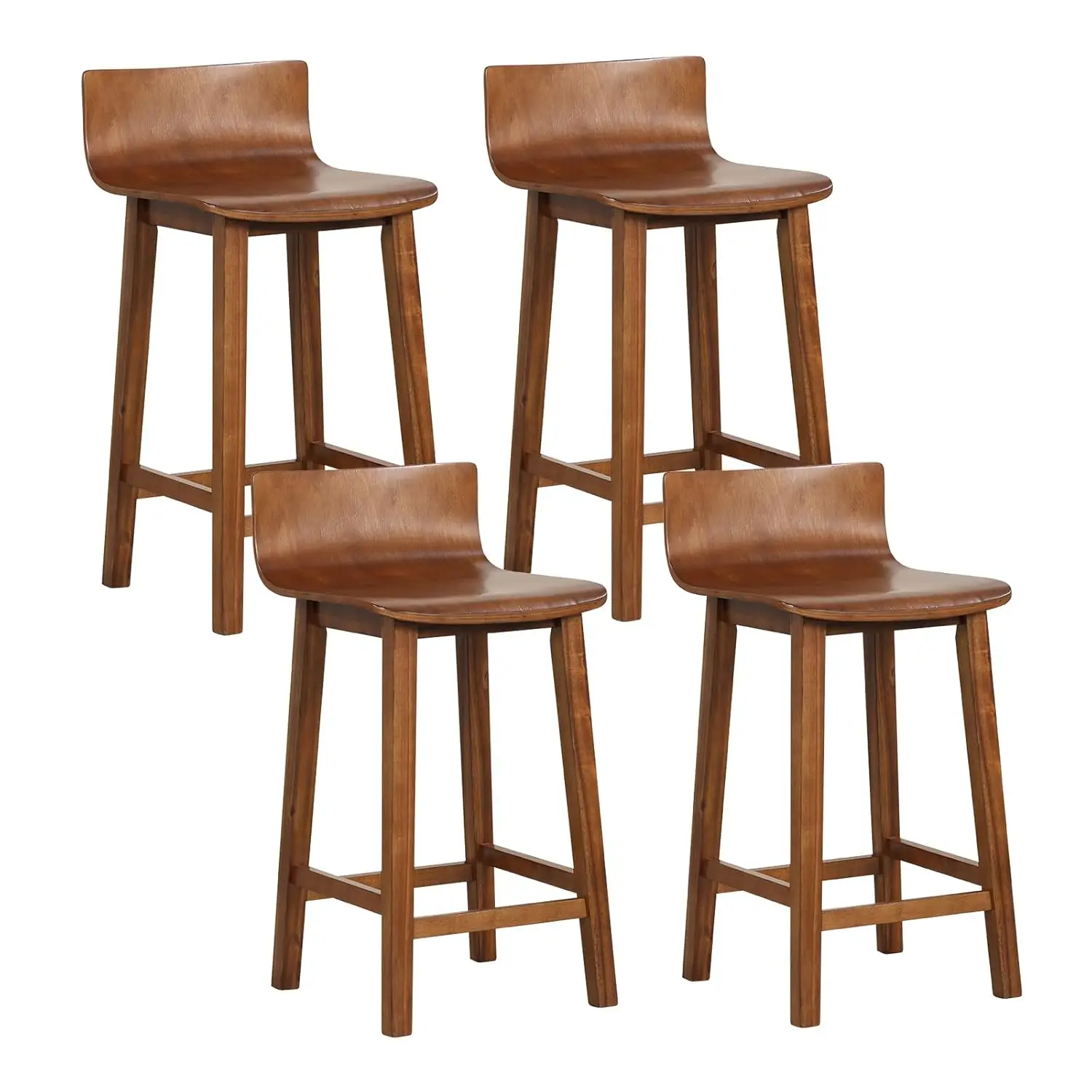 

24.5in Counter Height Bar Stool Set w/Low Back & Footrest Farmhouse Wood Armless Kitchen Island Pub Cafe , Custom