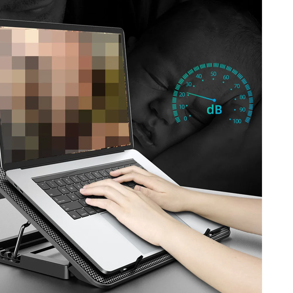 

Laptop Stand Adjustable Cooler Rack with Multiple Speeds Proper Heights for Various Environments Use Laptop Cooler