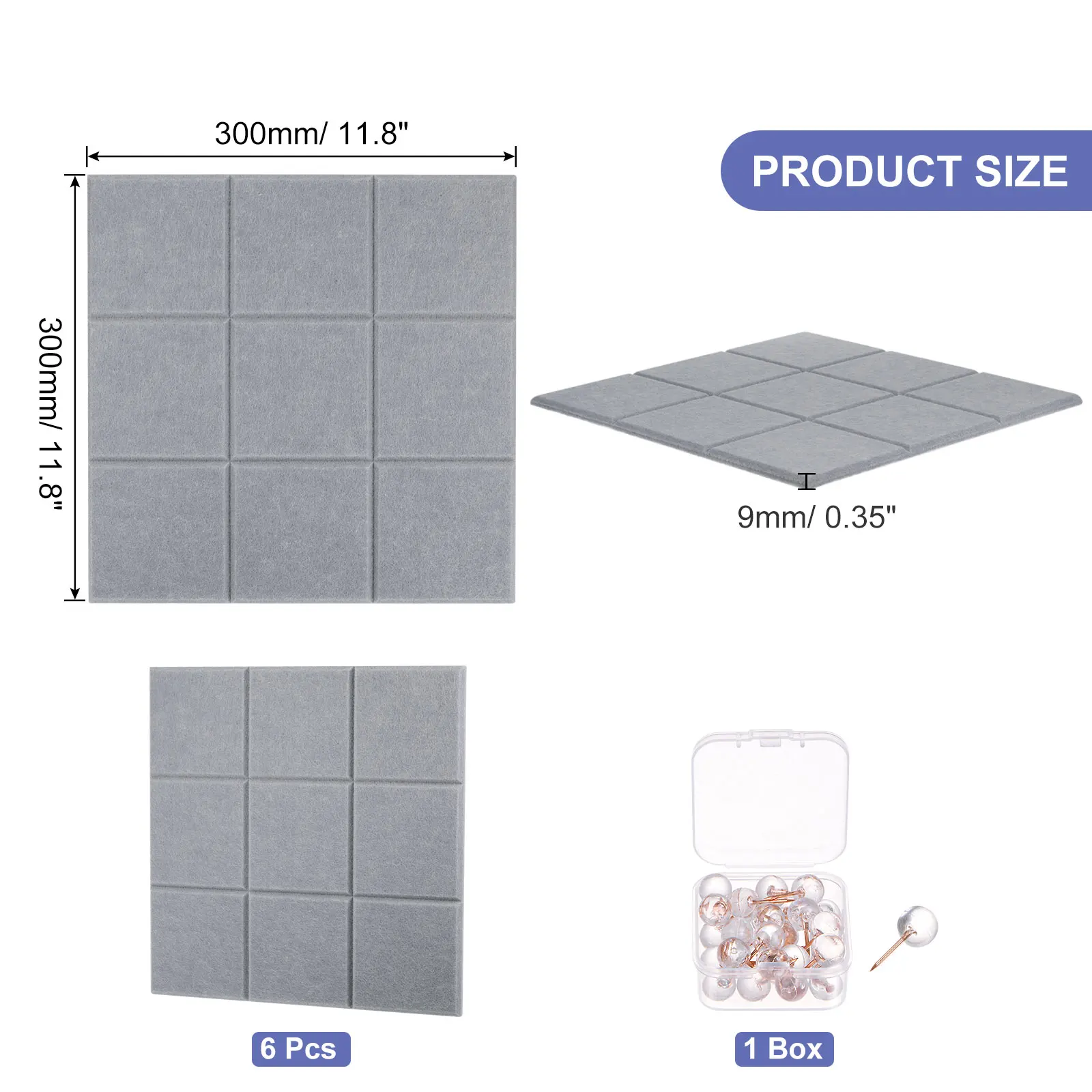 Imagem -02 - Textured Square Felt Board Tiles para Painéis de Parede Sound Proofing 30x30cm Auto-adesivo 30x30cm Pcs