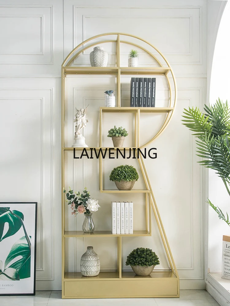 

MJY Nordic style wrought iron shelf floor bookshelf living room partition decorative cabinet