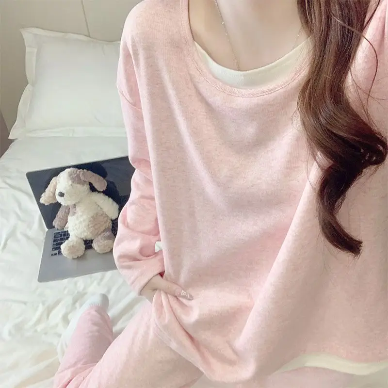 

Пижама Femme Lounge, корейская женская одежда для сна, пижамный комплект, удобная весенне-осенняя женская домашняя одежда, модальная ночная рубашка, пижамный костюм