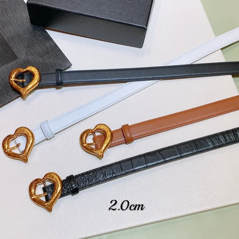 Women's belt fashion heart-shaped trouser belt fine version 2.0cm accessories  waist ornaments calf belt buckle