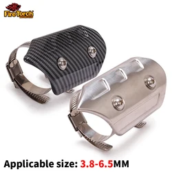 Universal Motorcycle Exhaust Pipe Heat Shield Carbon Fiber Cover Heat Insulation Anti-Scald Muffler Protector 3.8mm to 4.5mm