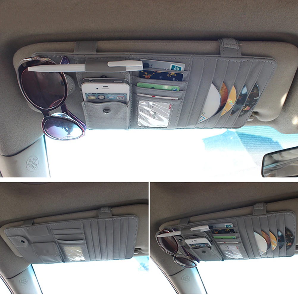 

Visor CD Clip Organizer Grey Truck Accessories Glasses Case Holder Fits Most Vehicles Simplify Life Easy Install