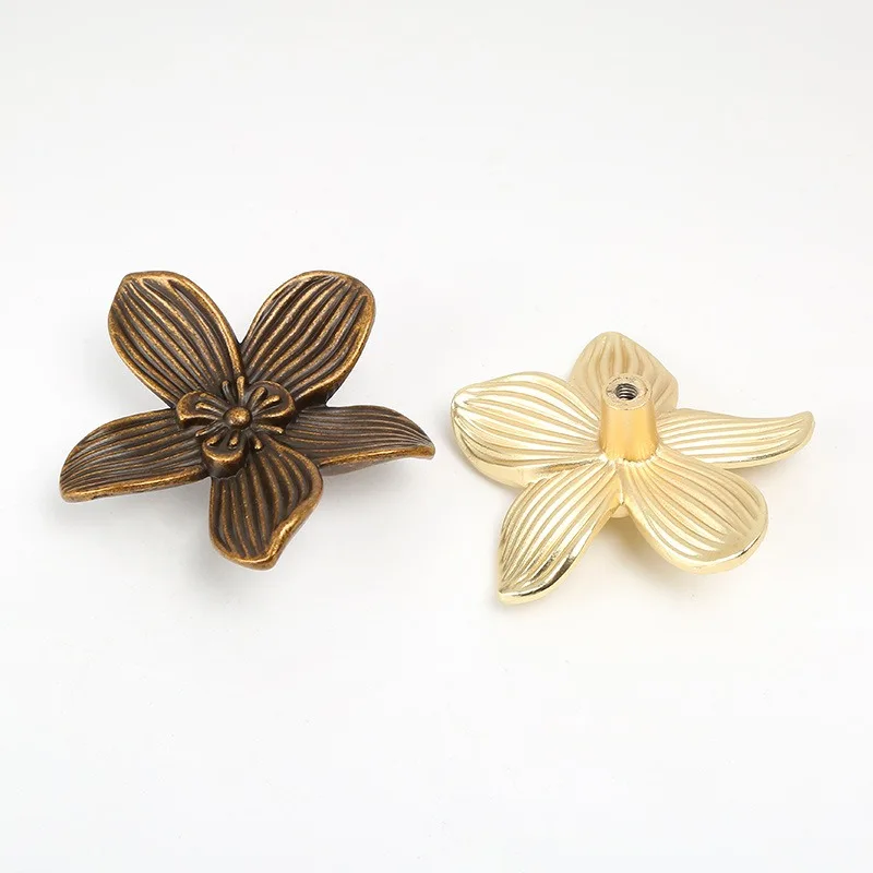 1pcs Vintage Floral Cabinet Pulls,Single Hole Drawer Handles, Zinc Alloy Antique Knobs for Cabinet Drawer Dresser