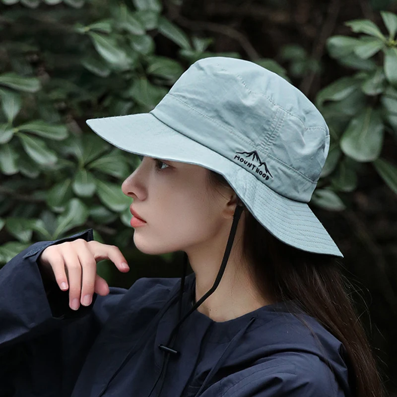 New Summer Bucket Hat for Women Breathable Solid Color Short Brim Sun Hat Quick Drying Anti-UV Outdoor Hiking Fishing Panama Cap