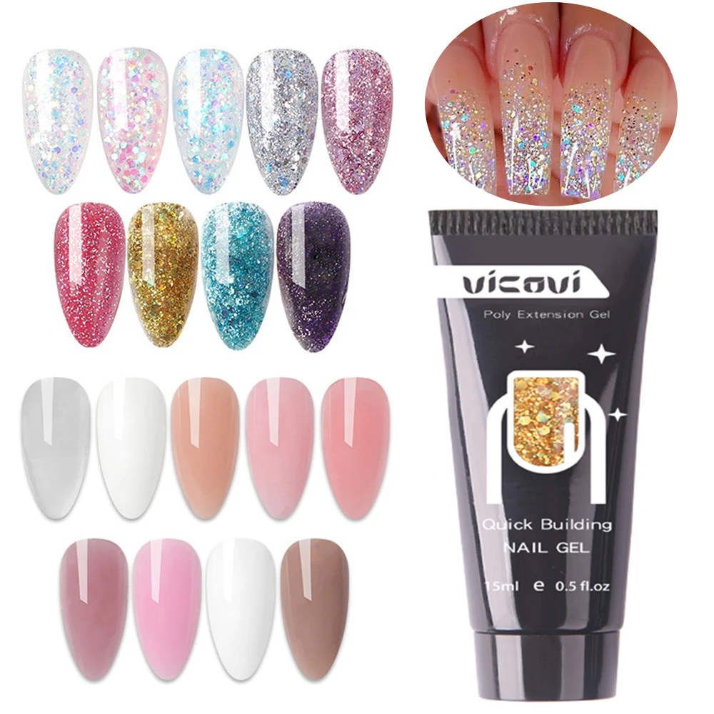 15Ml Nagel Gel Acryl Glitter Sequin Quick Building Poly Nail Gel Voor Vinger Verlengen Form Tips Manicure Extension tool