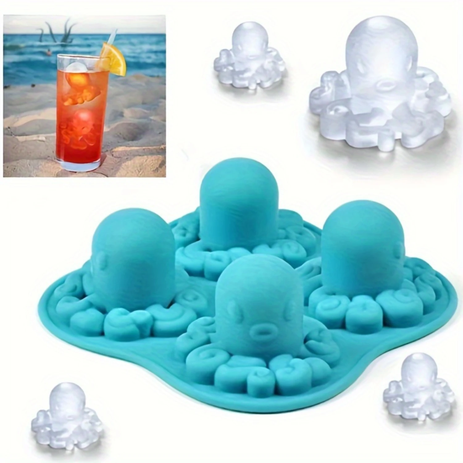 1pc Ice Cube Mold, Silicone Octopus Ice Cube Tray, Multifunctional Chocolate Mold, Mold For Pudding, Jelly, Candy, Whiskey Ice C