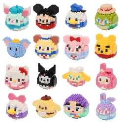 Disney 108 Style Stitch LinaBell Hello Kitty Building Blocks Princess Cartoon Figrues Bricks Children's Assembly Toys Model Gift