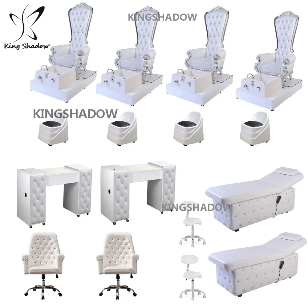 King shadow nail salon equipment set pedicure chairs nail chair station mesa manicure marble manicure table