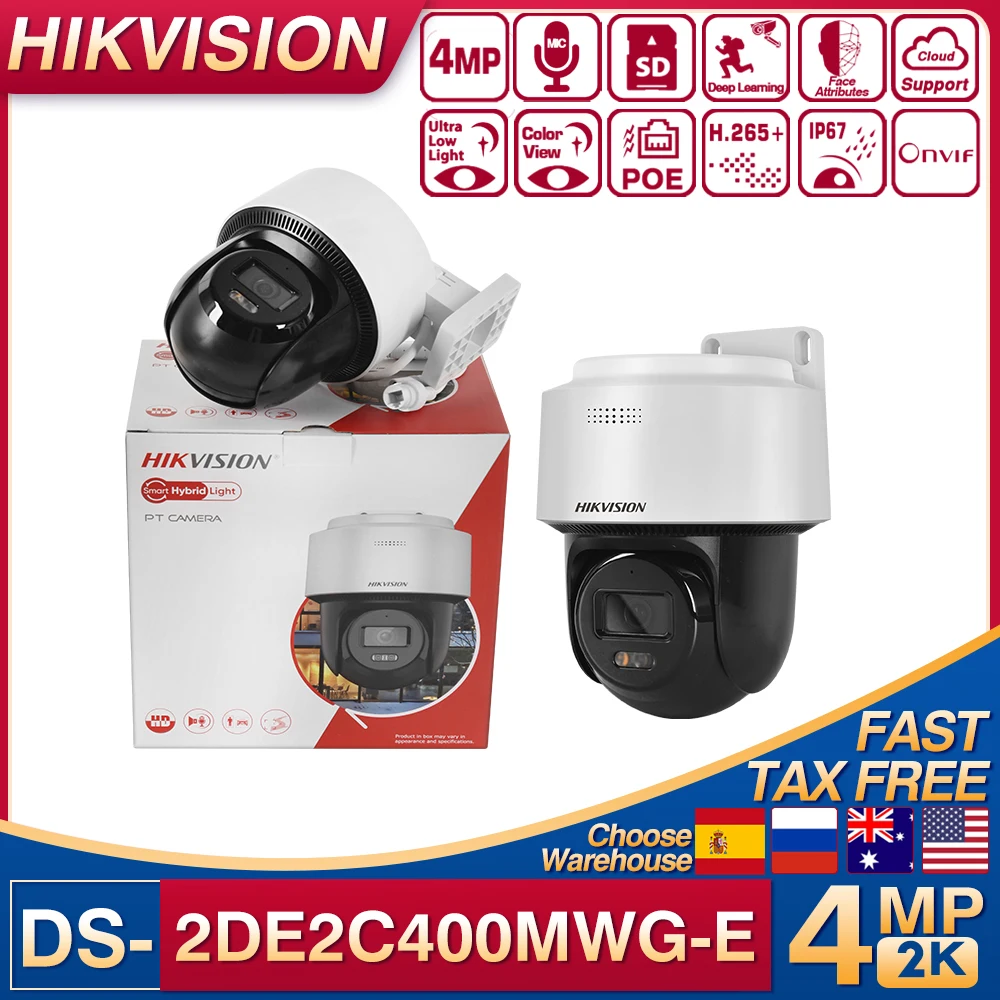 hikvision ir poe camera ip 4mp ip ds2de2c400mwg e ip66 rastreamento automatico audio bidirecional smart luz hibrida rede ptz original 01