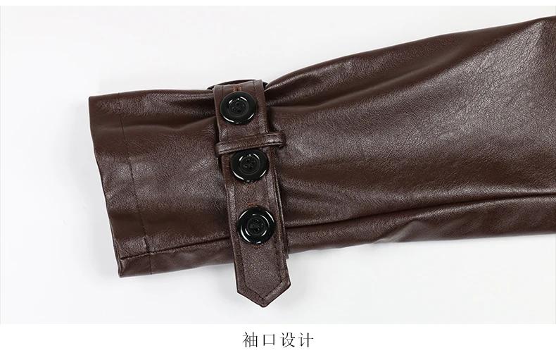 Lautaro Spring Autumn Long Black Soft Pu Leather Trench Coat for Women Belt Double Breasted Cool Handsome European Fashion 2022