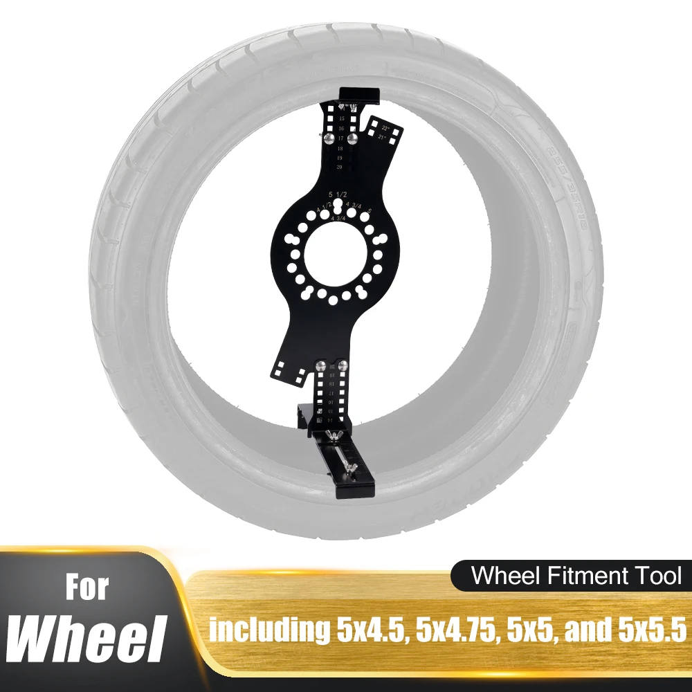 5 Lug Wheel Fitment Tool For 5x4.5 / 5x4.75 / 5x5 / 5x5.5 Offset Backspacing Simulator Dia 14-22in Width 7-17in