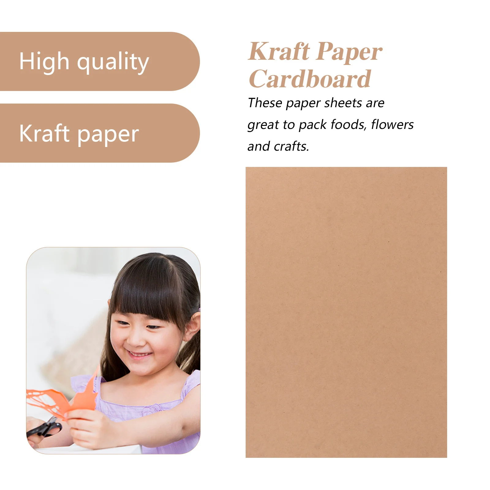 

20Pcs Kraft Paper Cardboard Sheets A3 Thick Durable Solid for DIY Supplies Craft Materials Packing Shipping Wrapping