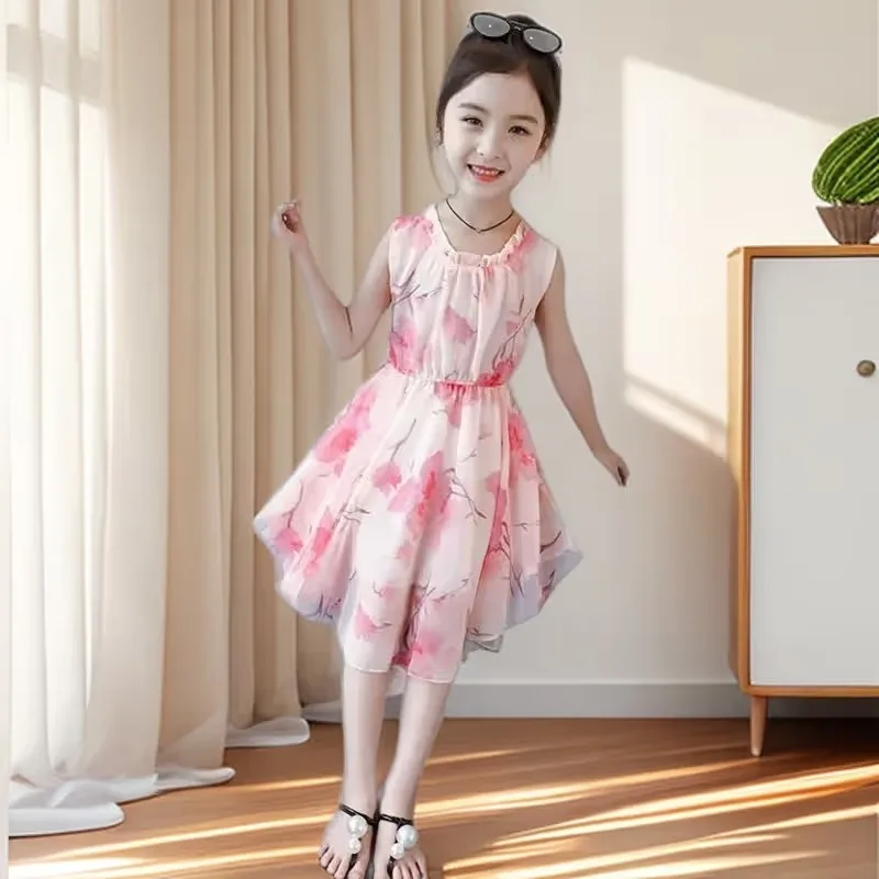 Girls Princess Dress Summer 2026 New Children's of The Western Style Butterfly Lace Girl Puff Sleeve Dress for Photoshoot Kids