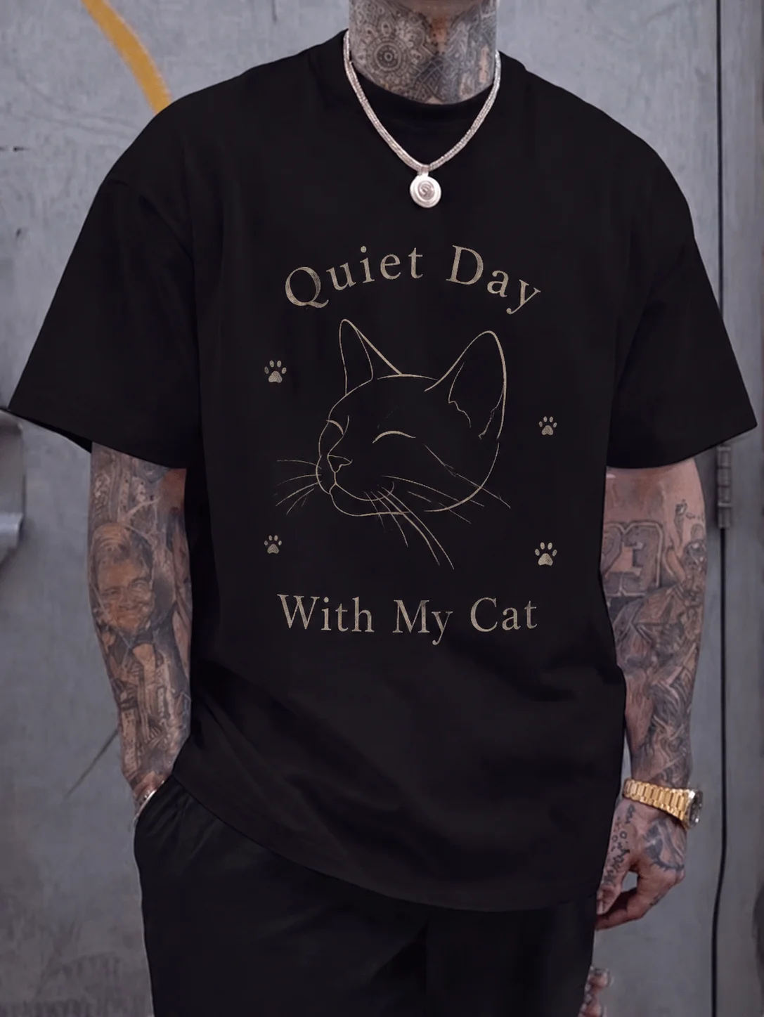 

Men Graphic t Shirt Short Sleeve Classic Fit Vintage Cat Sketch Print Minimal Paw Graphic Streetwear Casual Outdoor Daily Wear