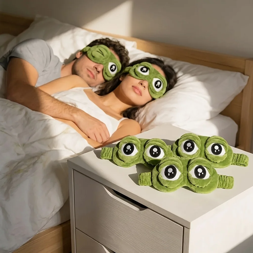 3d triste sapo máscara de sono natural dormir sombra capa sombra olho remendo donna uomo macio portátil venda viagem eyepatch