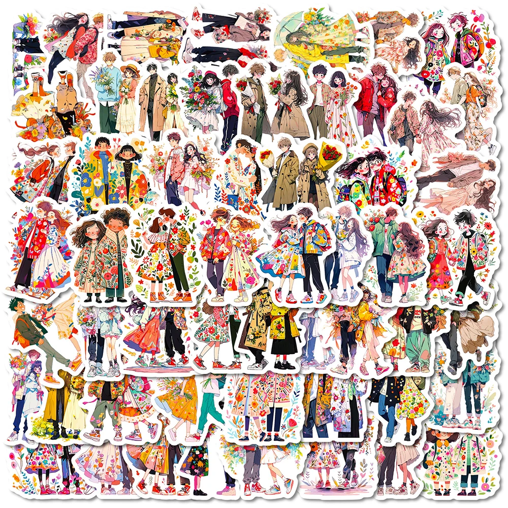 

10/30/56pcs Cute Cartoon Lovers Stickers Anime Style Couple Graffiti Decals DIY Water Bottle Phone Suitcase Waterproof Sticker