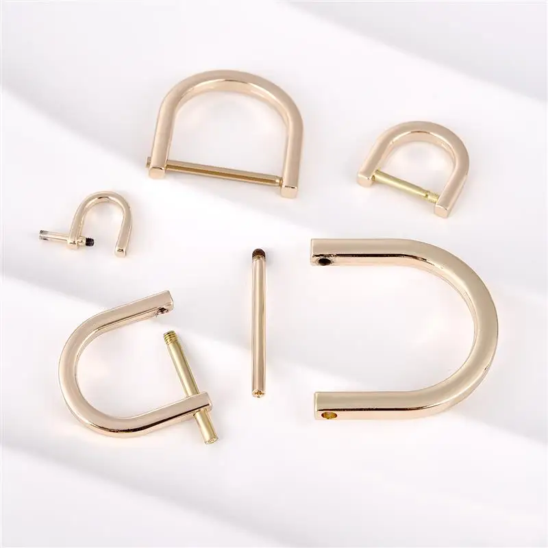 2Pcs 0.9-3.2cm Metal Opening D Ring Buckle Detachable Buckle Carabiner Clasp For Leather Craft Belt Strap Handle Shoulder Bag