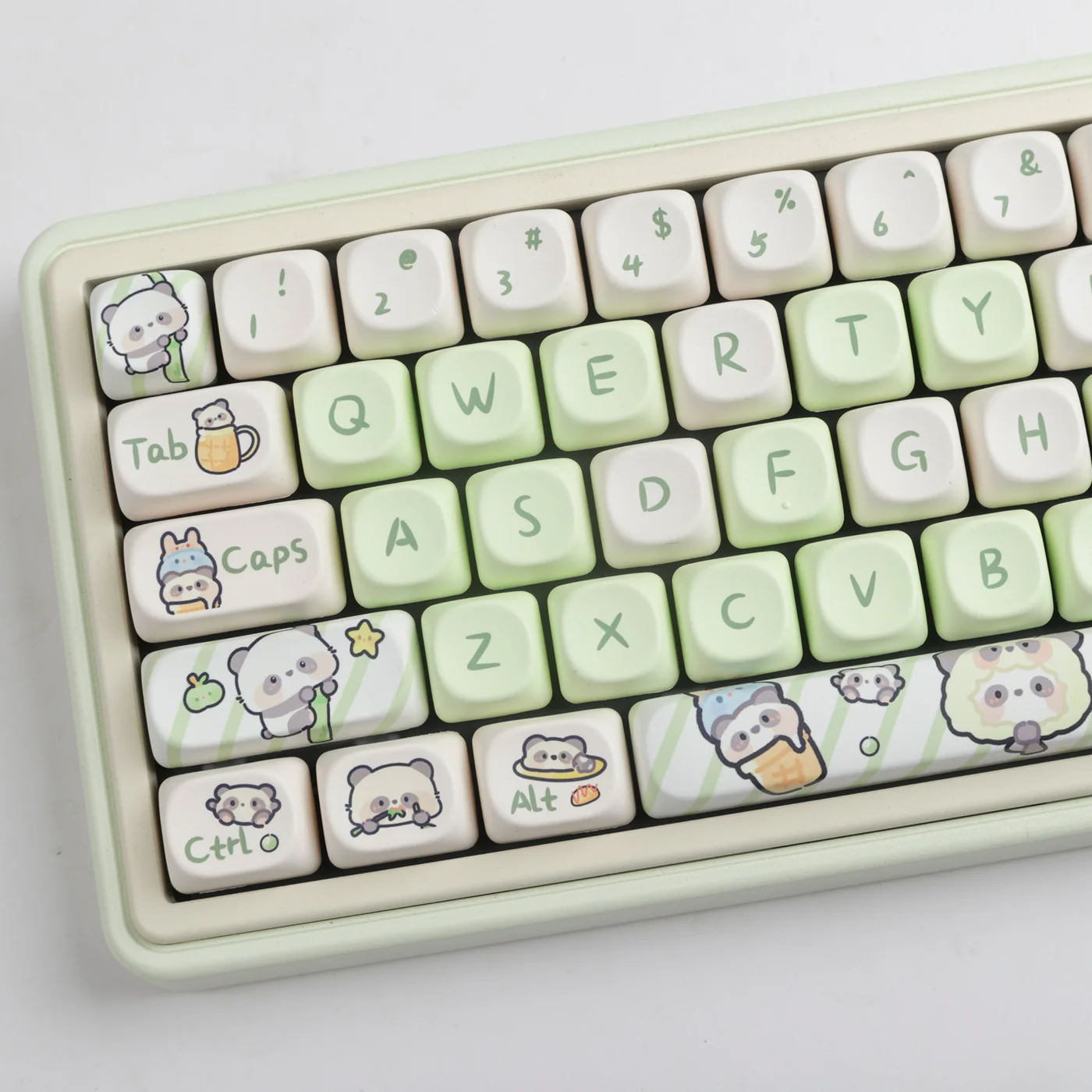 Milk green PANDA keycap panda cute MOA height cube thermal sublimation Ningzhi 68 75 98 S99 104