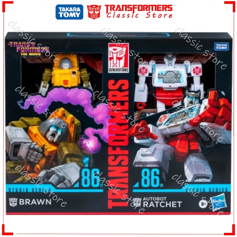 In magazzino Classic Transformers Toys Studio Series SS-86-27 Brawn & SS-86-28 Ratchet Cybertron Autobots Action Figures da collezione