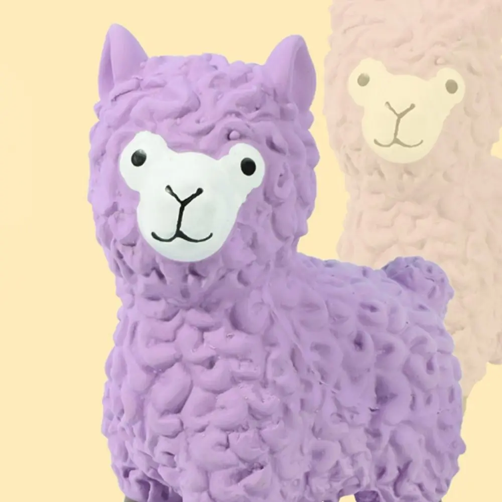 Cão dos desenhos animados látex mastigar brinquedo alpaca forma resistente ao desgaste cão estridente brinquedo mordida resistente animal de estimação som brinquedo de moagem de dentes de estimação