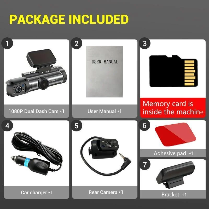 كاميرا Dashcam Count Dash للسيارة، مسجل قيادة السيارة بزاوية واسعة مع مستشعر G للرؤية الليلية بالأشعة تحت الحمراء، شاشة IPS 3.16 بوصة 1080P HD