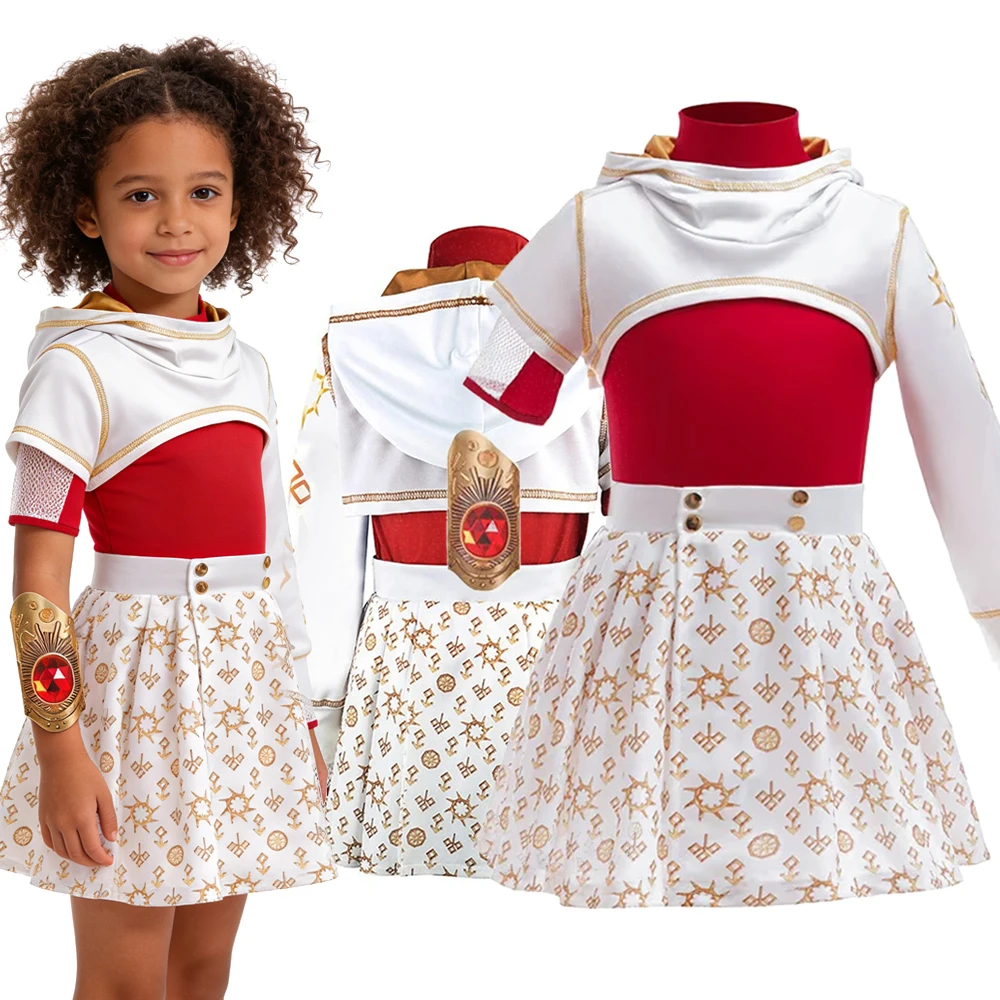 Girls Nova Inspired 3 Piece Cosplay Set Coat Top Skirt Trendy Outfit For Halloween Carnival Theme Party Dress Up 4-12Y