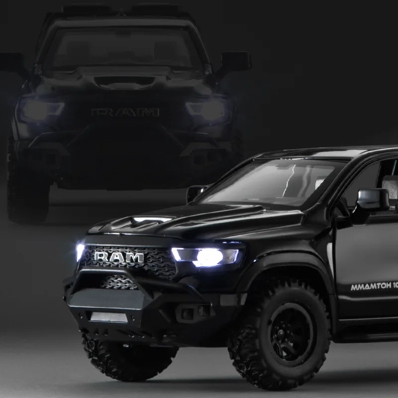 1:32 RAM 1000 TRX Mammoth Picku modèle de voiture en alliage son et lumière retirer jouet pour enfants à collectionner cadeau d'anniversaire