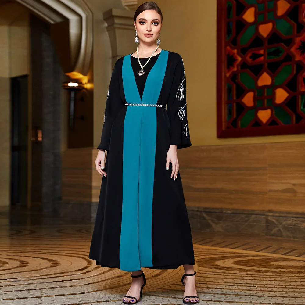 One Piece Ramadan Eid Mubarak Open Abaya Kimono Dubai Turkey Islam Kaftan Muslim Dress Clothes Abayas For Women Robe Caftan