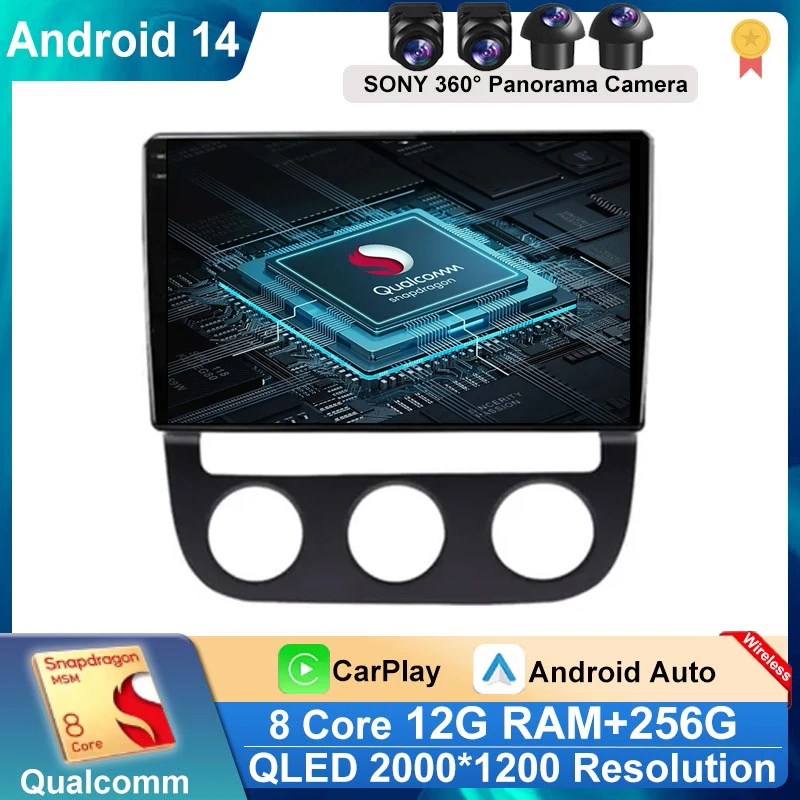 Car Radio Android 14 For VOLKSWAGEN VW GOLF MK5 JETTA GLI RABBIT 2003-2010 Multimedia Video Player Carplay GPS Navigation Wifi