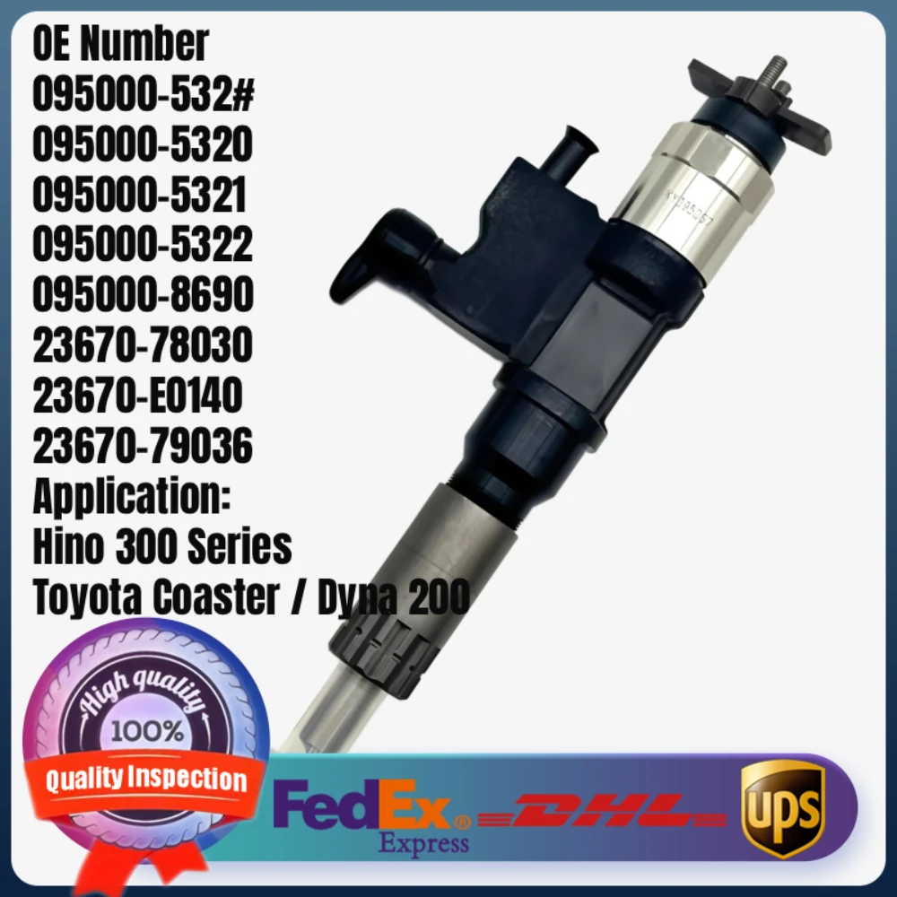 

095000-5322 23670-78030 23670-E0140 Common Rail Fuel Injector for Toyota Coaster Dyna 200 Hino 300 Series 4.0 D N04C Engine