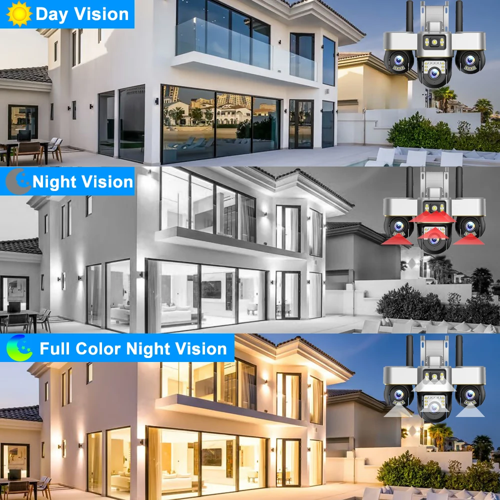 كاميرا 12MP 4G خارجية HD 3 عدسات 3 شاشة PTZ IP كاميرات CCTV كشف الإنسان للرؤية الليلية واي فاي مراقبة أمن الوطن الذكي #6