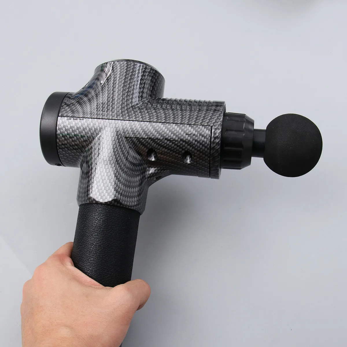 

1 комплект перезаряжаемых ручных массажеров для мышц с аккумулятором 2500 мАч, дизайн из углеродного волокна, низкий уровень шума, для расслабления шеи, спины, рук и тела, фитнеса