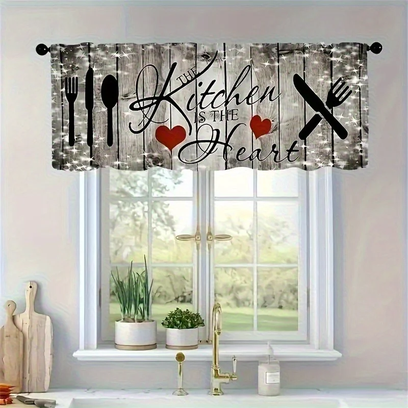 VIKAMA 1/2pcs Farmhouse Kitchen Curtains Easy-to-Install Rod Pockets Living Room Bedroom Café Curtains Home Decor