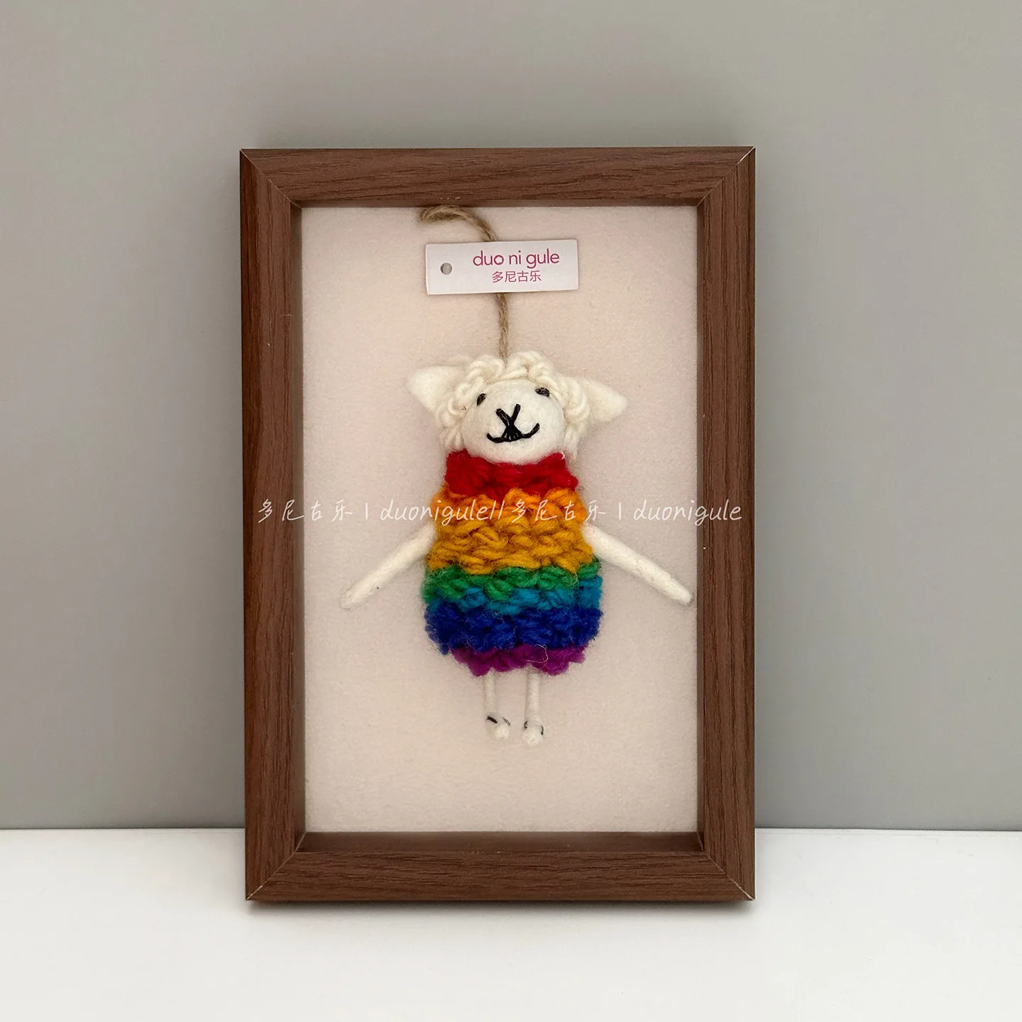 Kawaii Coquette Keychain Bag Charm for Women Handmade Felt Lamb Pendant with Rainbow Knit Decor Handbag Car Key Cute