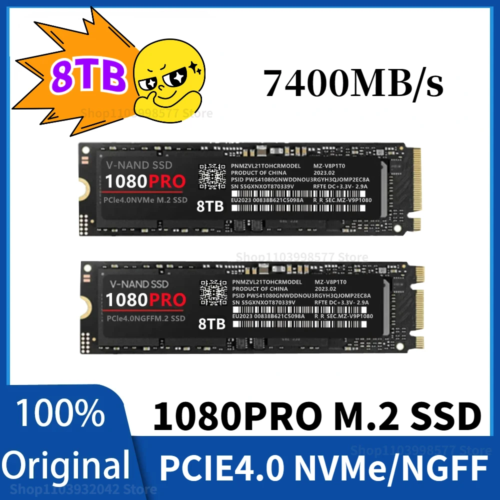 

NEW Original 1080PRO NVMe NGFF M2 SSD 1TB 2TB 4TB 2280 PCIe Gen 5.0 Hard Disk Internal Solid State for PlayStation 5 Laptop Ps5