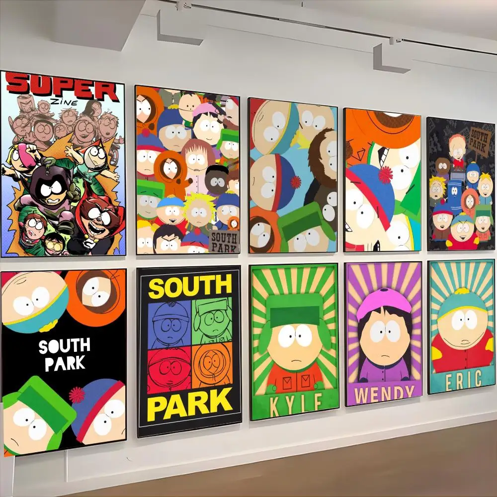 Animated Sitcom South Park Poster Retro Kraft Paper Sticker DIY Room Bar Cafe Aesthetic Art Wall