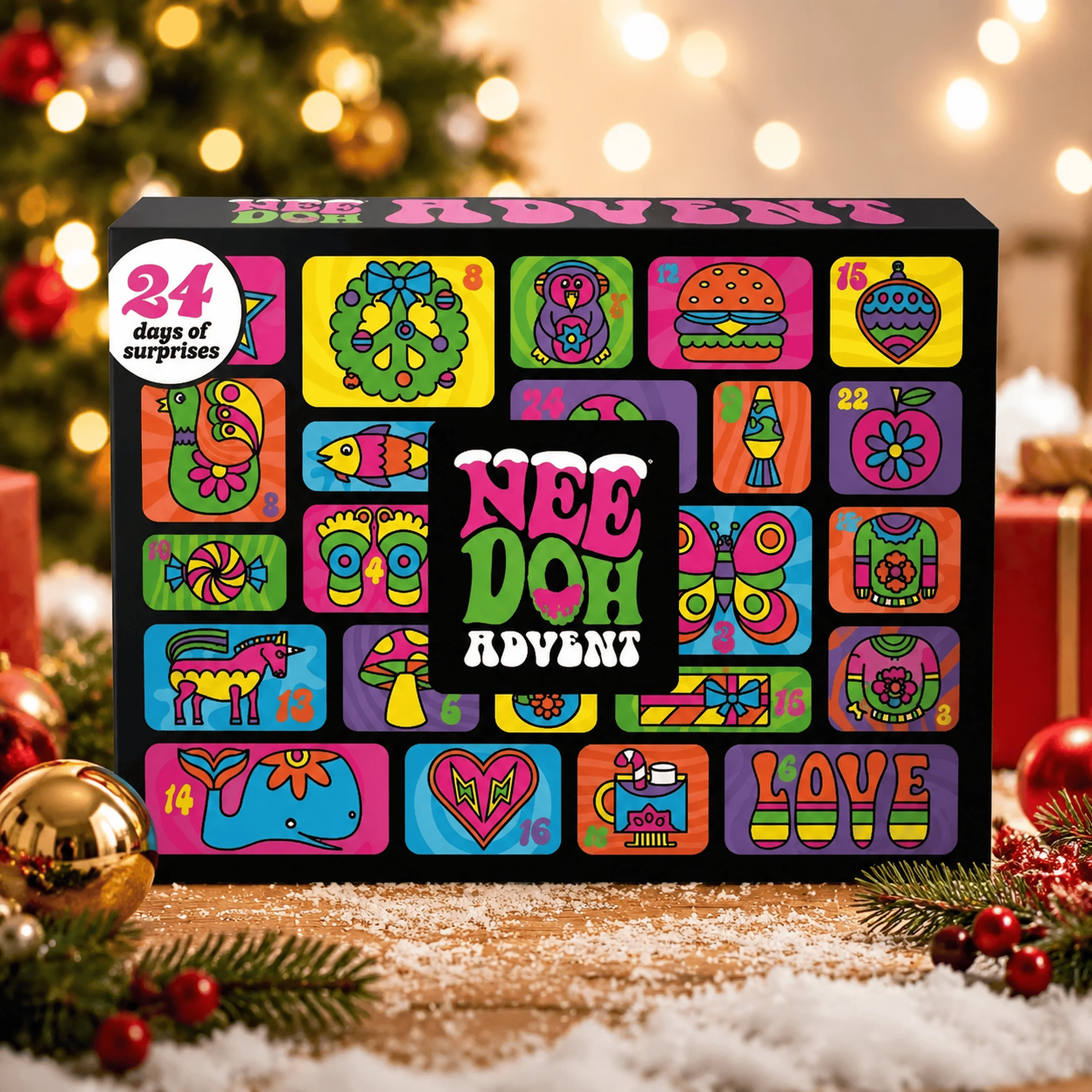 NeeDoh 2026 Xmas Advent Calendar 13/24 Days 3D PVC Countdown Box Surprise Sensory Toy New Year Holiday