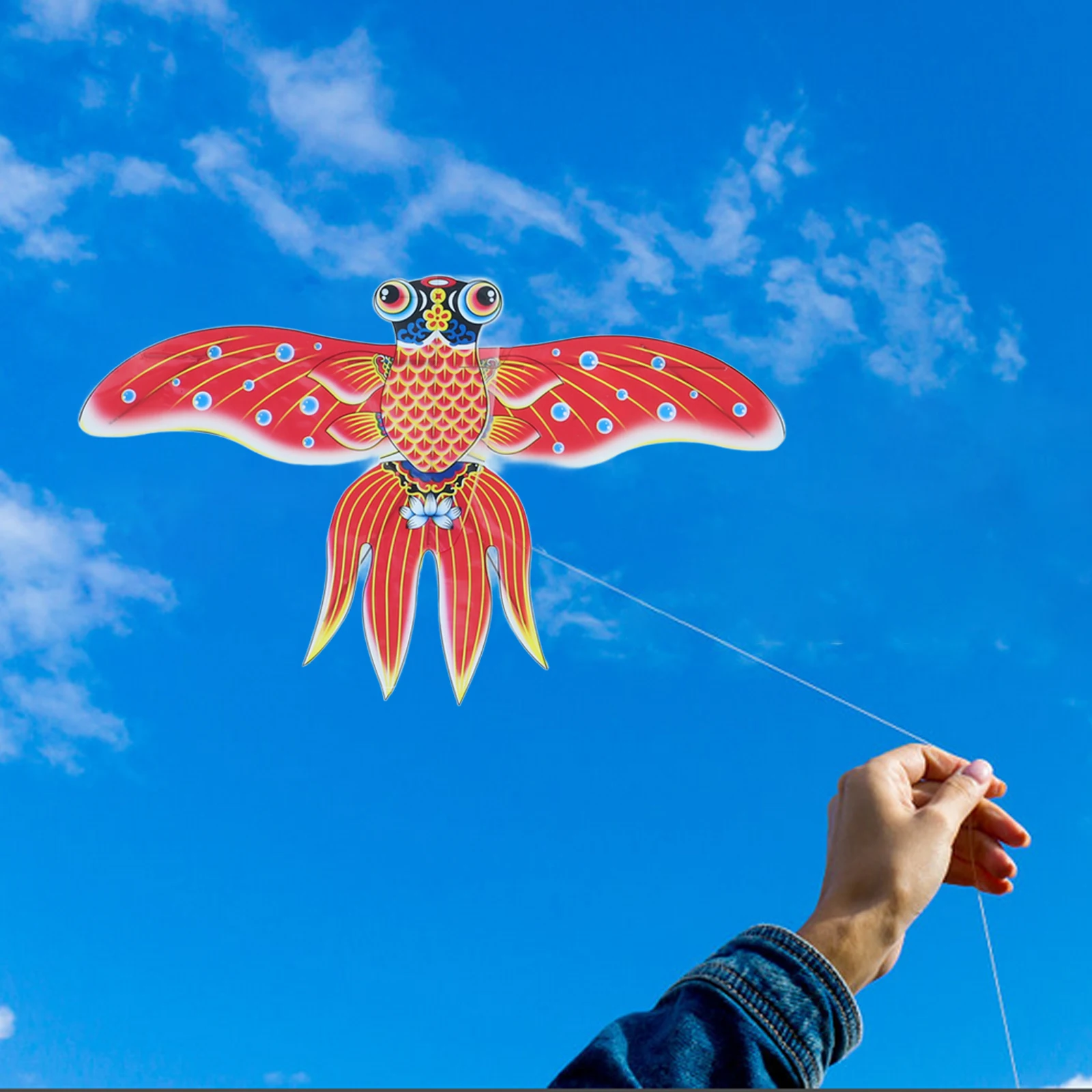 

Fish Kite 70cm Rod 30m Line High-end Material Lightweight Portable Kids Beach Outdoor Cartoon Toy Kite Flying Fun