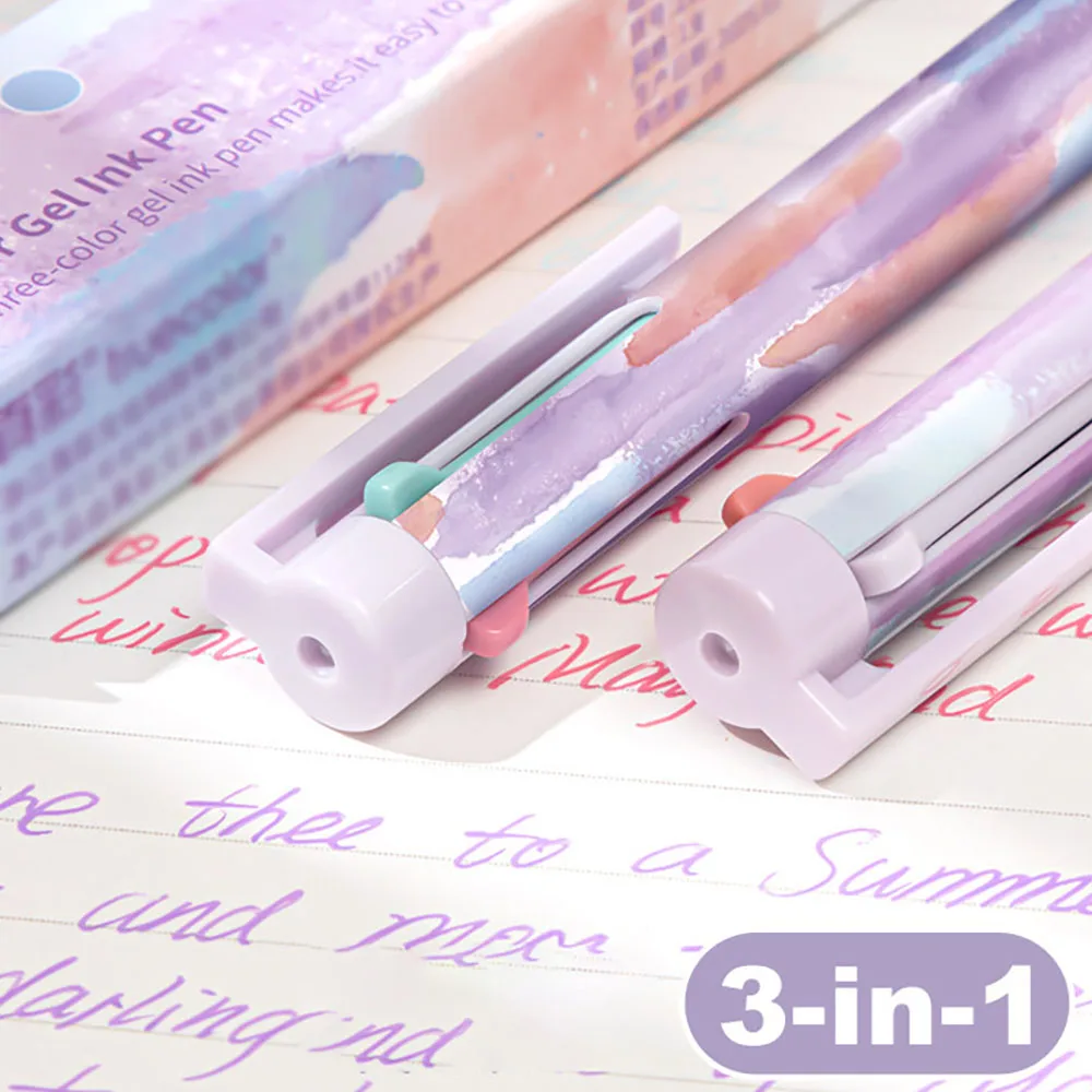Three color press neutral pen, students take notes quickly, smoothly, Chinese style high aesthetic painting coloring pen