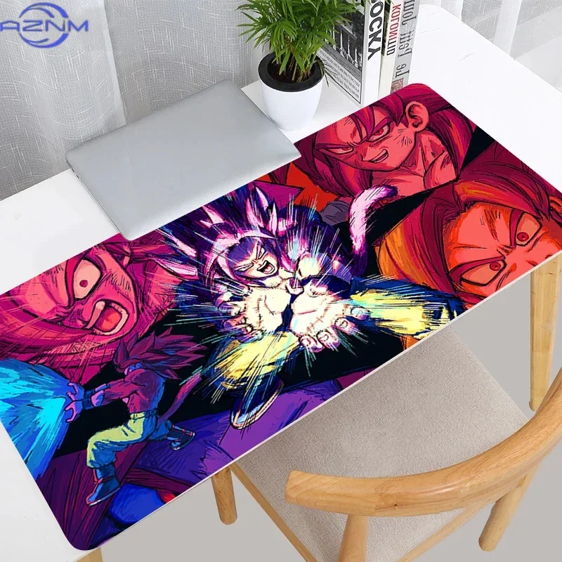 Colorful Sketch Anime Fighting Characters With Energy Effects Mouse Pad, Rubber Non-Slip Base, Smooth Fabric Gaming Desk Mat for