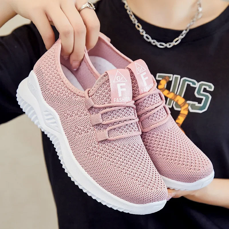 

Fashion Wedge Running Shoe Womens Sneakers Lace Up Mesh Breathable Comfortable Soft Sole Lightweight Sport Shoe Tenis De Mujer