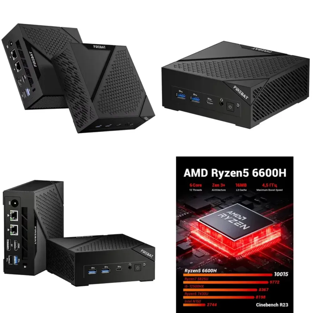 FIREBET AM02 Mini Computer 16GB + 512GB Built-in Memory 6400MHz R5 6600H Processor Windows 11 System European Union/US
