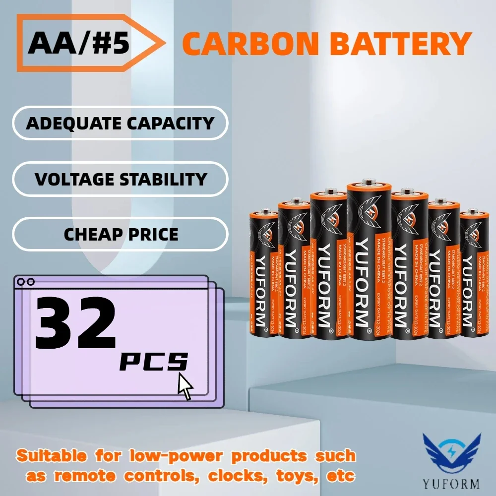 

32PCS 1.5V AA/#5 Disposable Carbon Dry Battery for Led Light Toy Mp3 Camera Flash Razor CD Player Wireless Mouse Keyboard