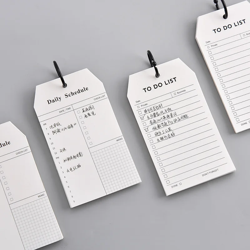 52 Pages Simple Ring Buckle Loose Leaf Notepad Multi Functional Mini Portable Notepad Daily Planning Book Office Calendar