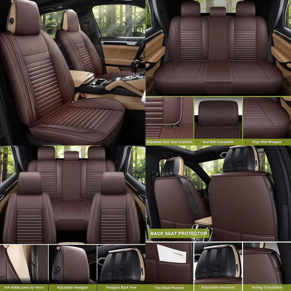 

Универсальные коричневые кожаные чехлы на автомобильные сиденья для внедорожников, грузовиков и автомобилей — нескользящий комплект аксессуаров для интерьера