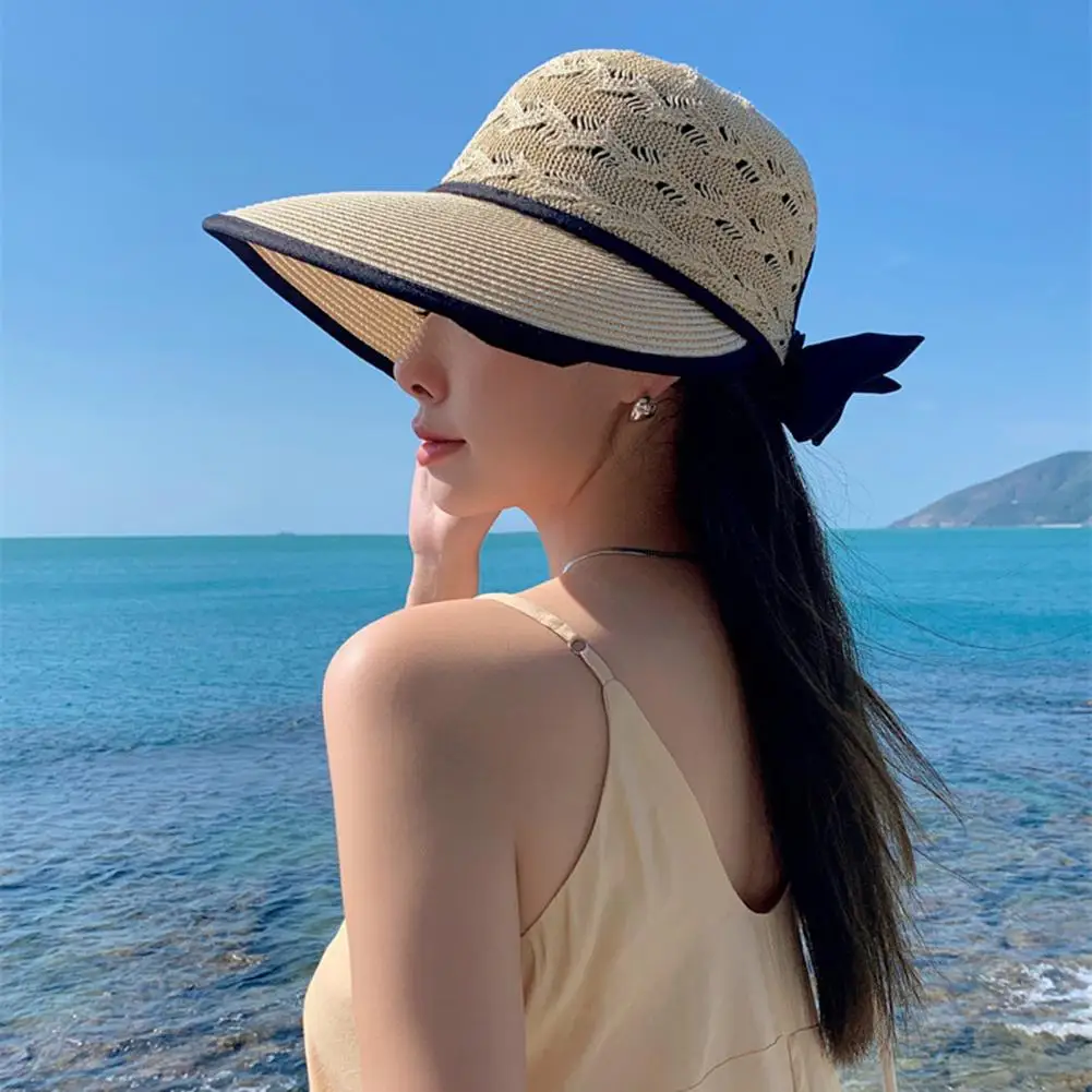 Delicate Summer Sun Visors Fishing Hat Headwear Beach Hat Wide Large Brim Pure Color Beach Hat Fashion Accessories