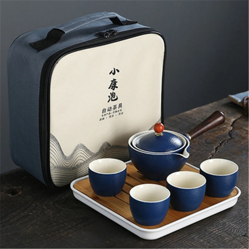 Porcelain Chinese Gongfu Tea Set Portable Teapot Set With 360 Rotation Tea Maker And Infuser Portable All In One Gift